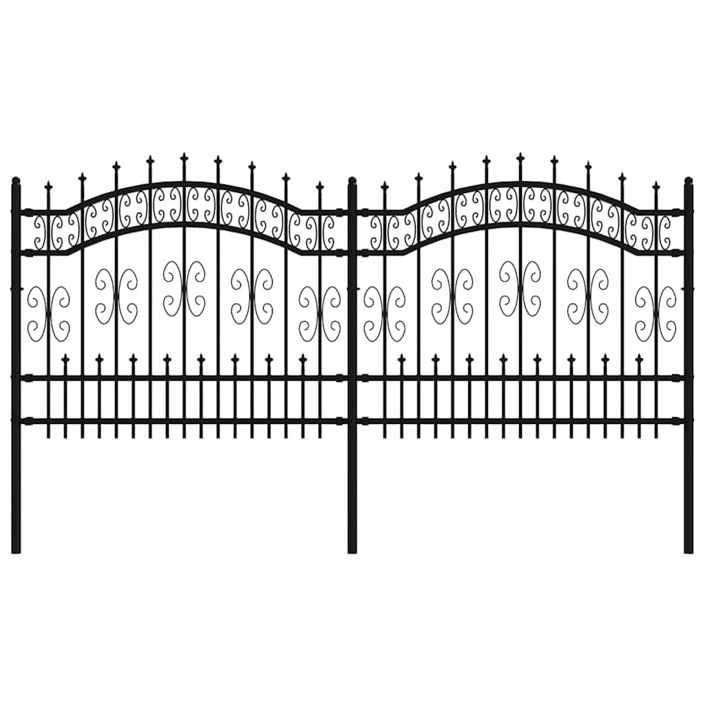 furnicato Zaun Gartenzaun Kampen 240x140 cm Schwarz Pulverbeschichteter Stahl, (1-St)