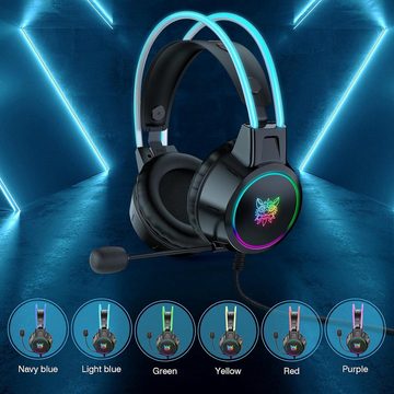 HYTIREBY Gaming Headset für PS4 PS5 3D Surround Sound Noise Cancelling Gaming-Headset (Kopfhörer Mit Mikrofon Für PC Xbox One Switch with LED Licht)