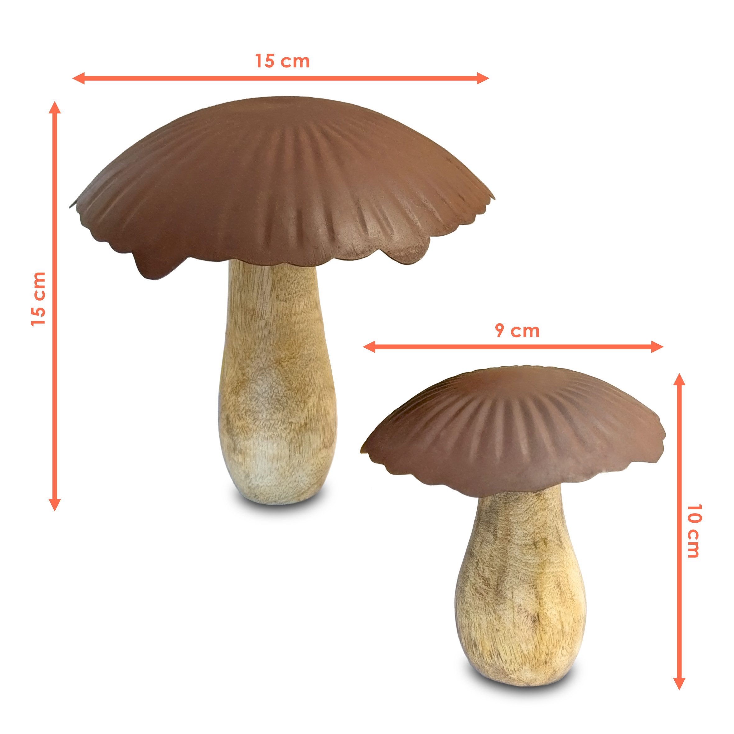 Spetebo Dekofigur Mango Holz Pilze im 2er Set (Artikel, 1 St., 2er Set), Ideal für herbstliche Dekorationen – Bild 2 von 5