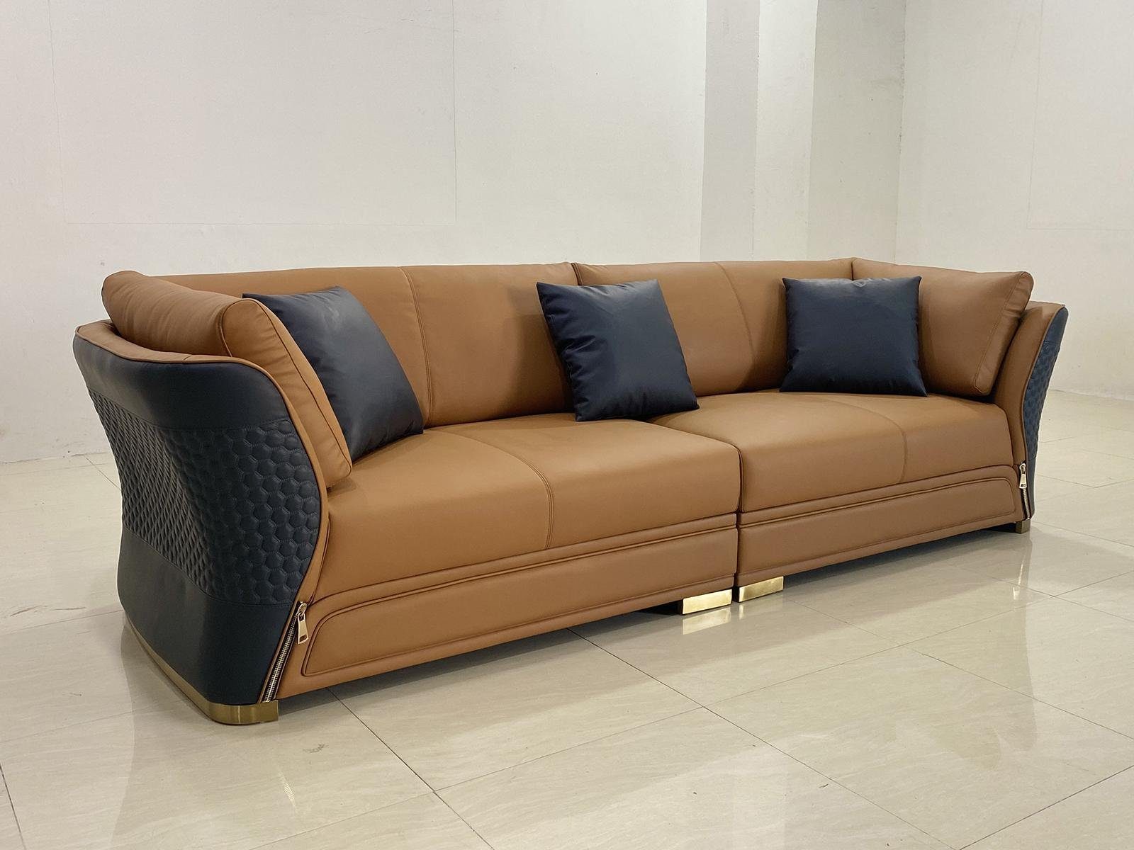 Braun JVmoebel 4er Zimmer Polster Design Moderne Sofas Couch 4-Sitzer, Sitz Sofa Wohn