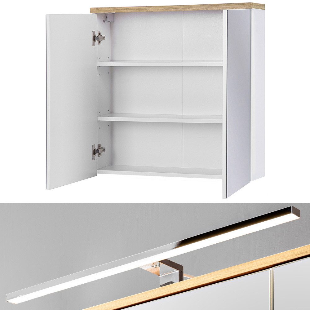 Lomadox Spiegelschrank LUTON-56 Badezimmer 60 cm LED-Beleuchtung weiß mit W günstig online kaufen