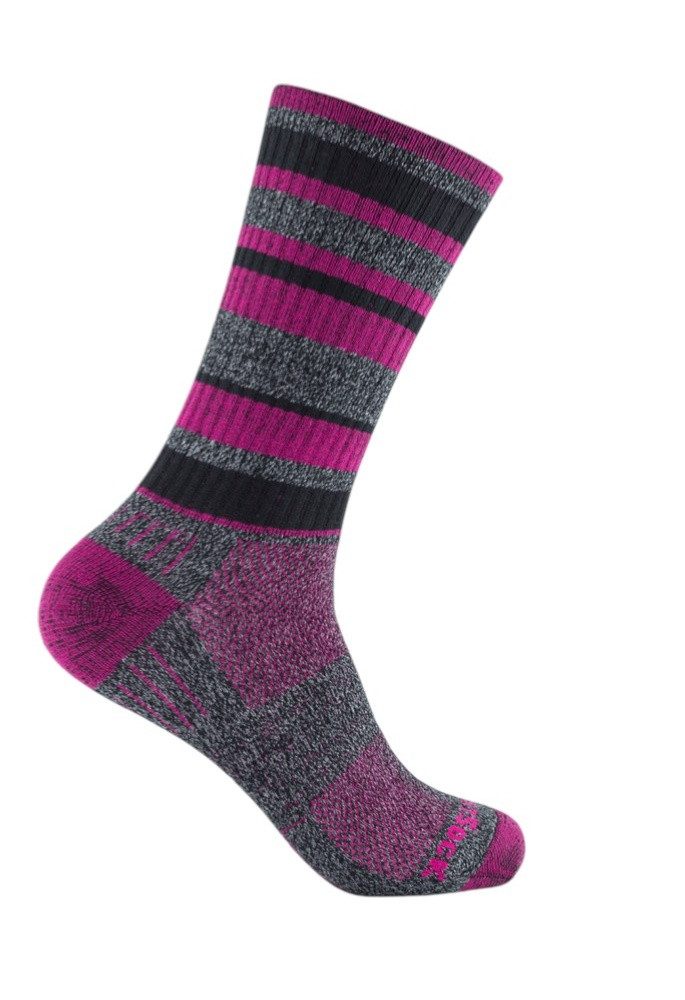 Wrightsock Wandersocken Crew Adventure (warm, gepolstertes Fußbett) grau/schwarz/fuchsia