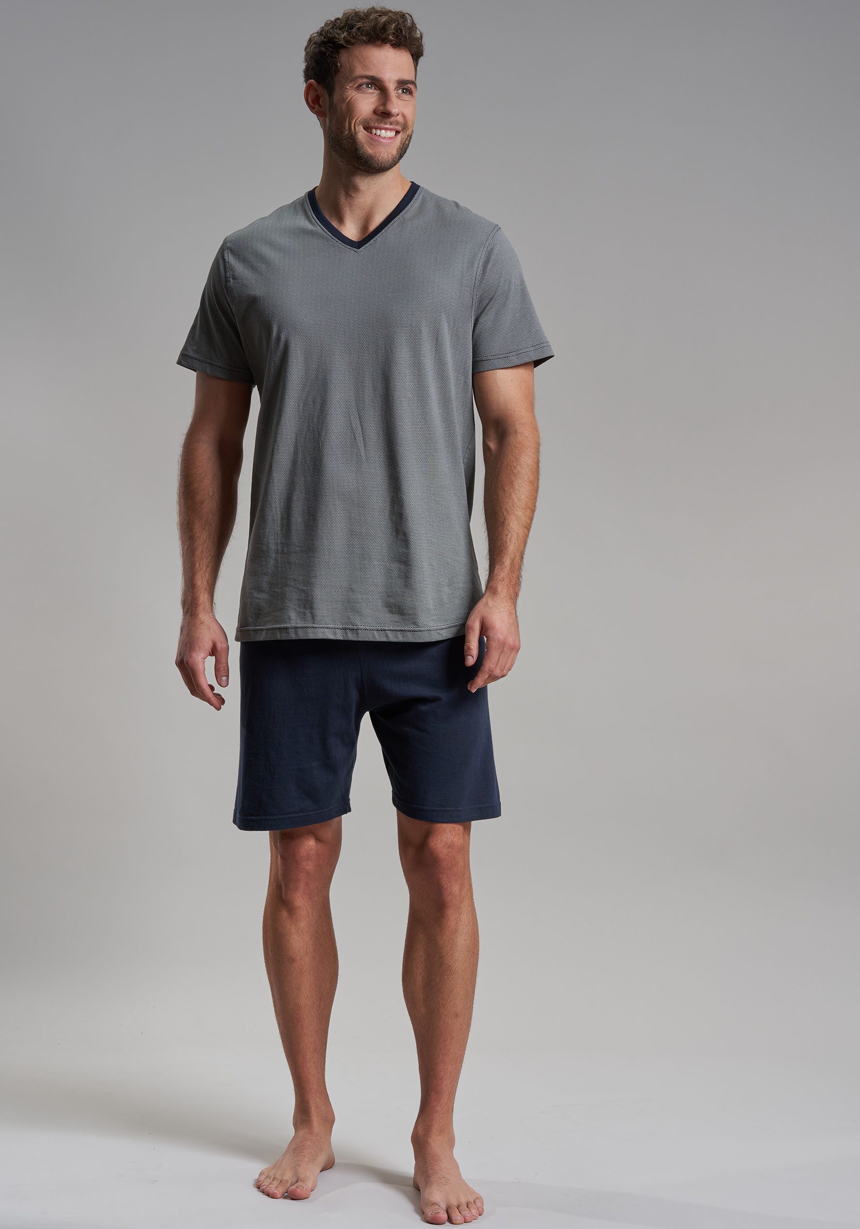 bugatti Shorty Genua (2 tlg) V-Ausschnitt, Kurzarm, kurze Hose, weich, bequem