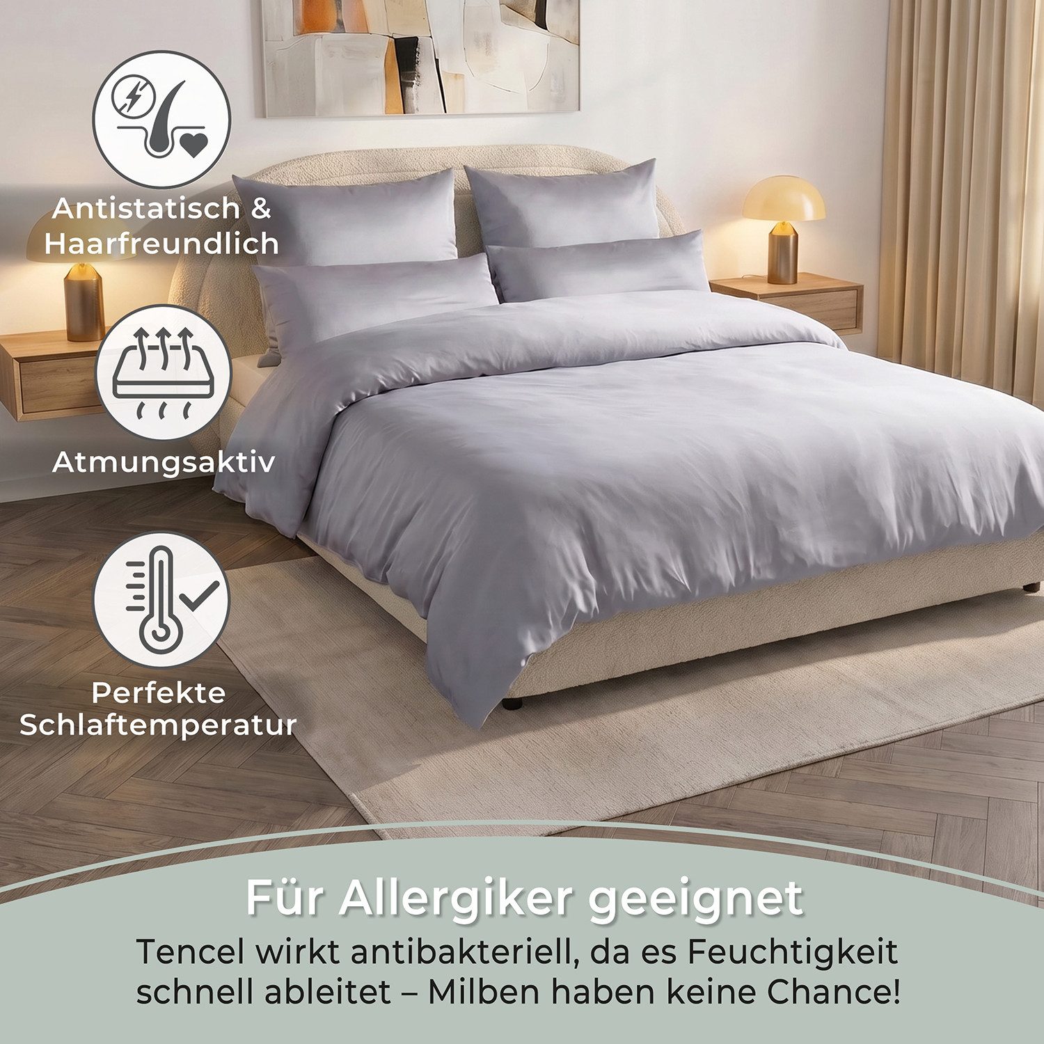 Laynenburg Bettwäsche Eukalyptus aus 100% Tencel Lyocell ab Gr. 135x200, kühlende, atmungsaktive Sommer-Bettwäsche mit Reißverschluss – Bild 5 von 5