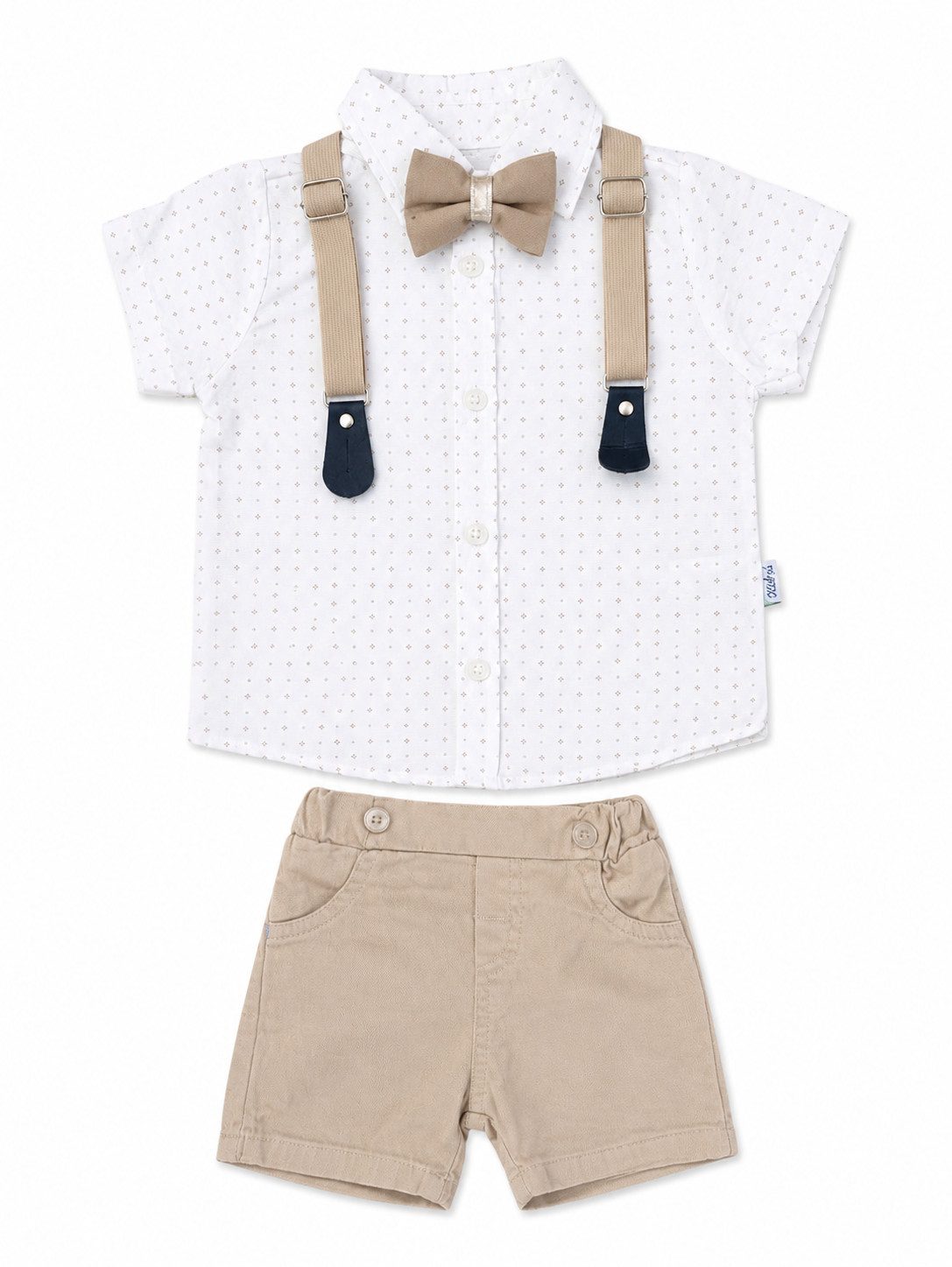 Lorey Medtec Anzug 4-teilig Jungen Outfit, Set: Hemd, Shorts, Fliege, Hosenträger, 100 % Baumwolle (Hemd + Shorts + Fliege + Hosenträger)