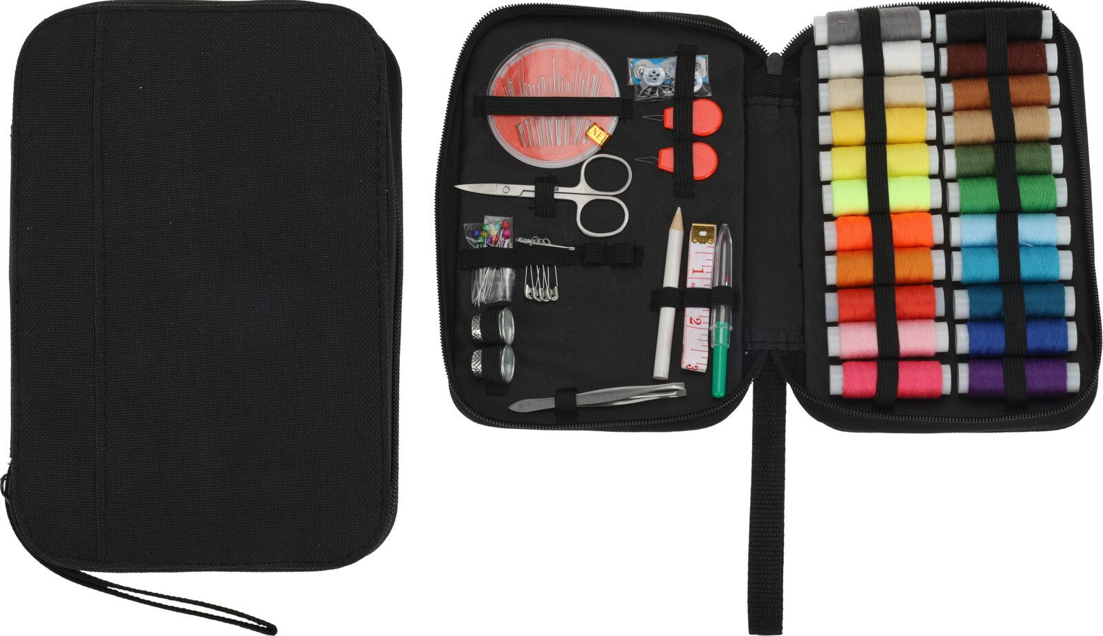 Koopman Nähset Garn Etui Tasche Reißverschluss Schwarz 86 Tlg. Nähgarn, (86-St), mit Reißverschluss, 86 Teile, inkl. Etui, Nähzubehör