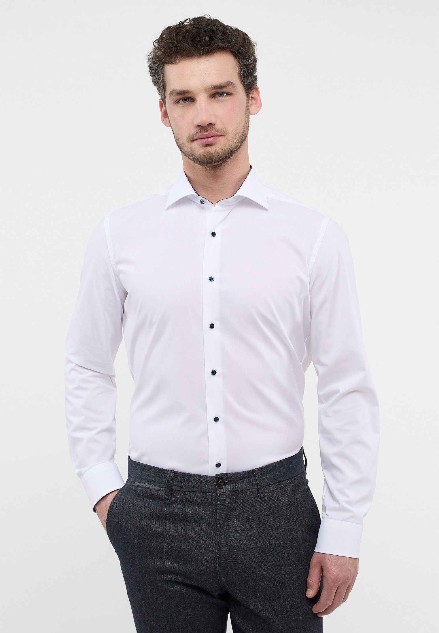 Eterna Langarmhemd SLIM FIT weiß