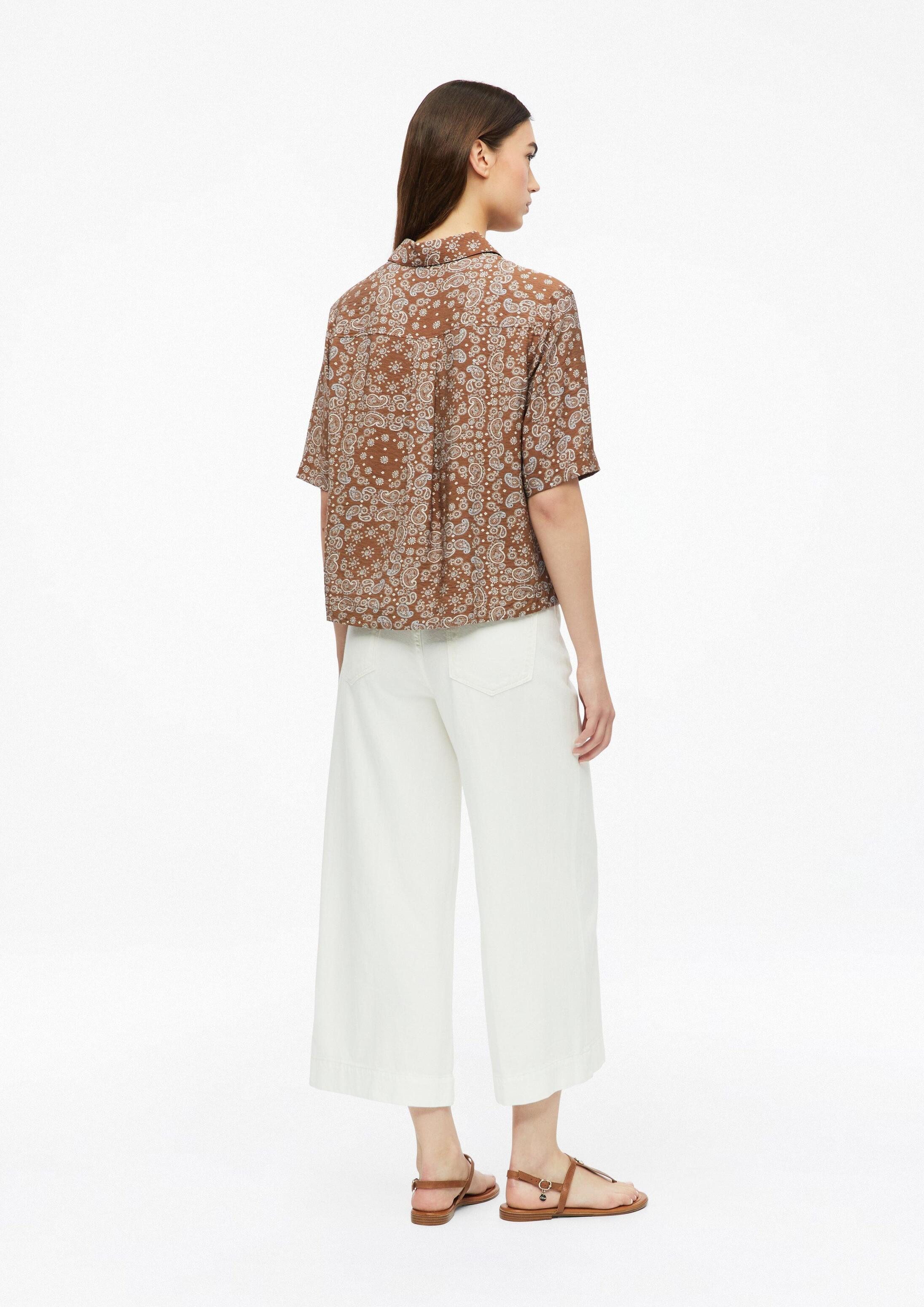 s.Oliver Kurzarmbluse Bluse Strukturierte Viskosemix-Bluse im Boxy Fit