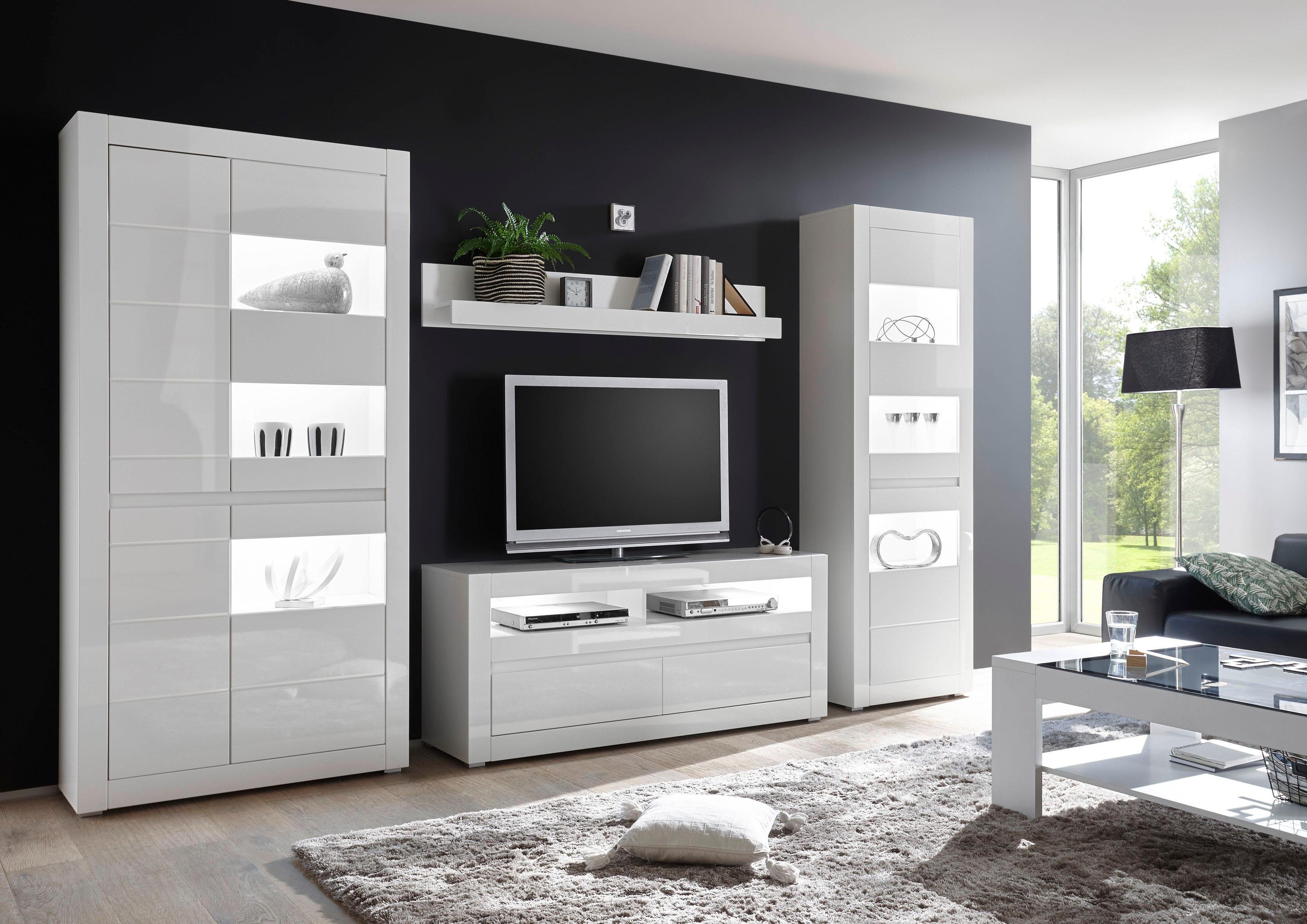 Home affaire Wohnwand Carat, (Set, 4-St), wird jeweils mit zwei Leisten angeliefert, 1 x grau, 1 x weiss