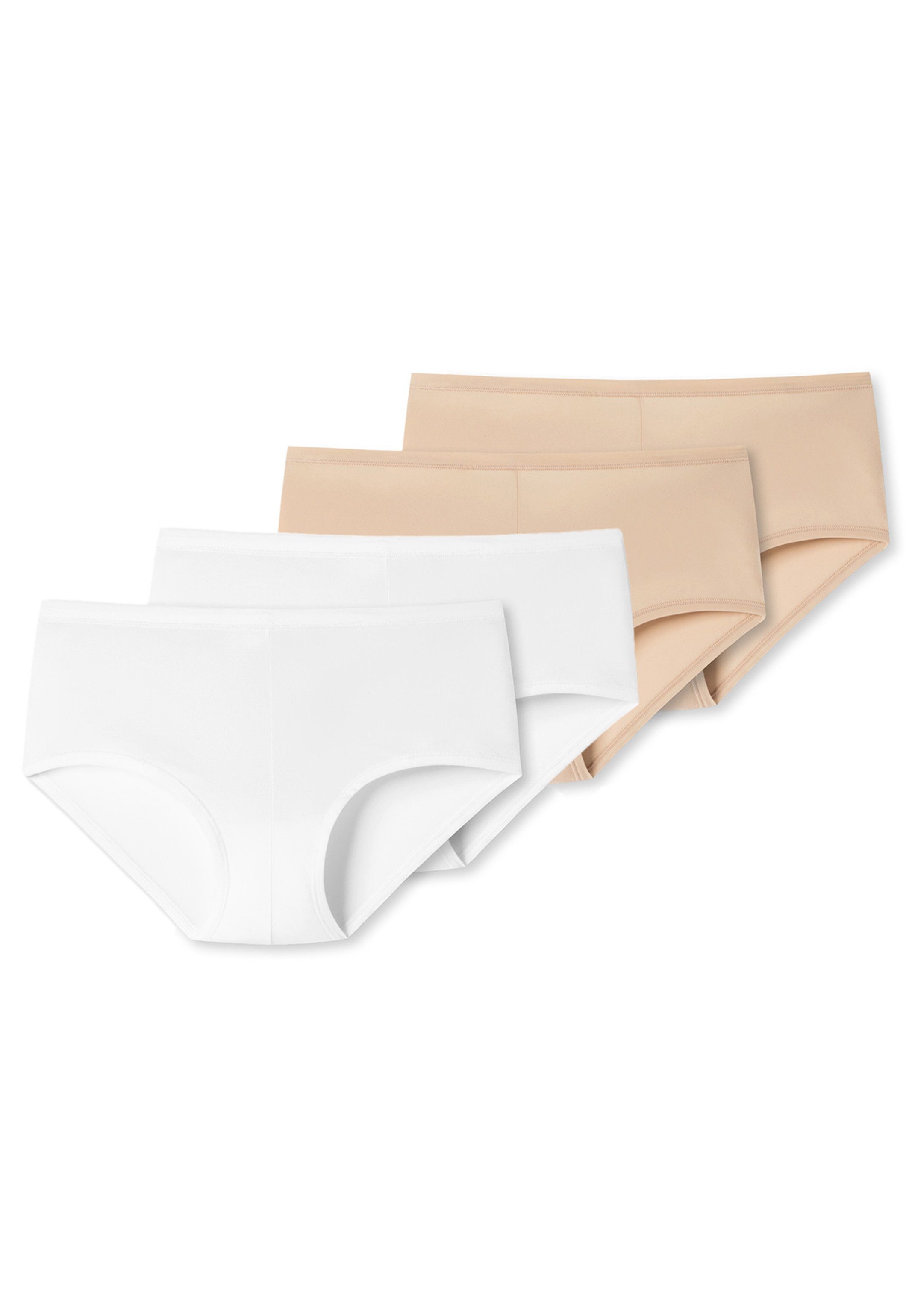 Sand SCHIESSER Weiß uncover Material Basic by Pack 4-St) Slip - Panty (Spar-Set, Short / Besonders leichtes 4er