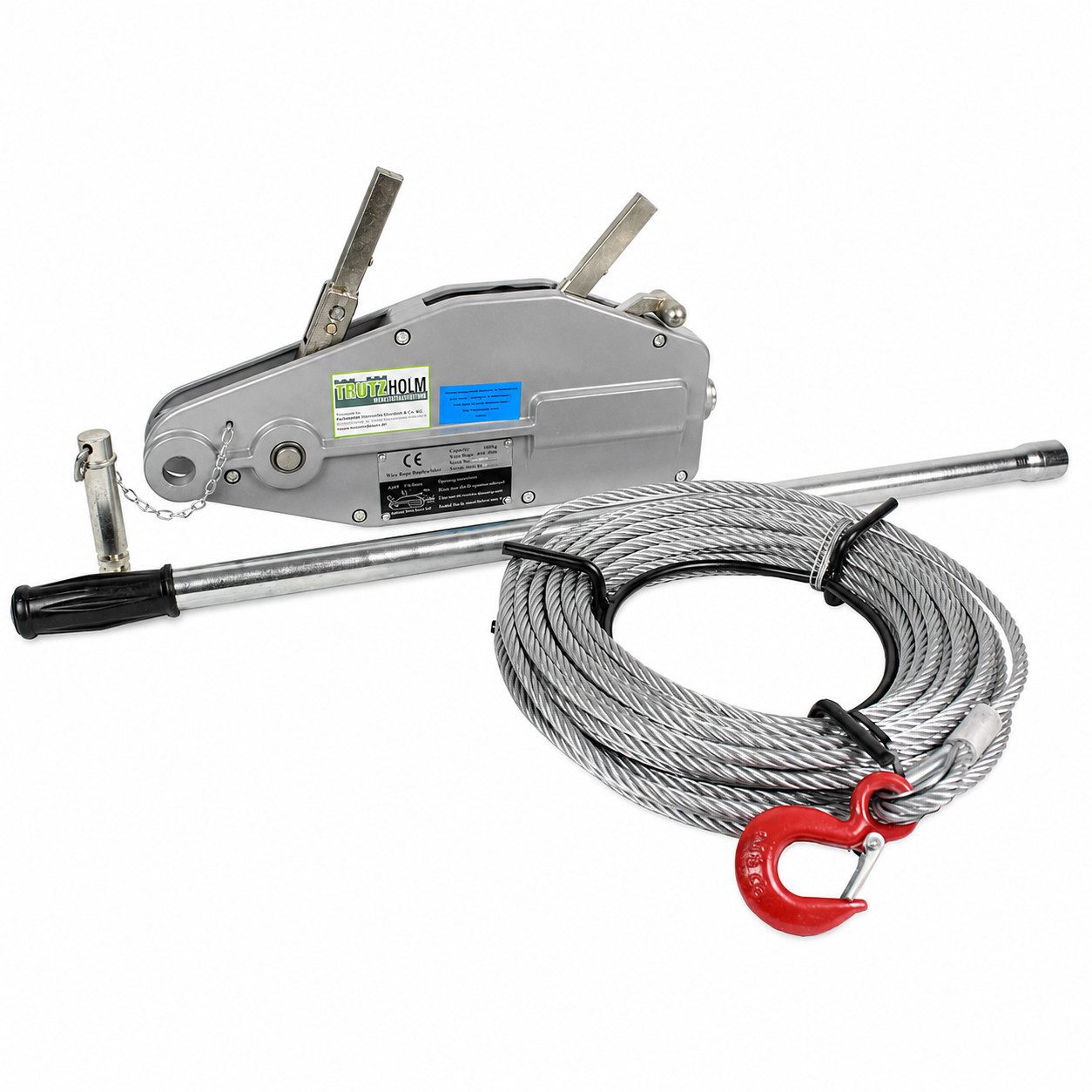 TRUTZHOLM Seilwinde Seilzug 1600kg Greifzug Seilwinde Forstseilwinde Offroad Winde 1,6 t, (1-St), Überlastungsschutz,Gummierter Handgriff
