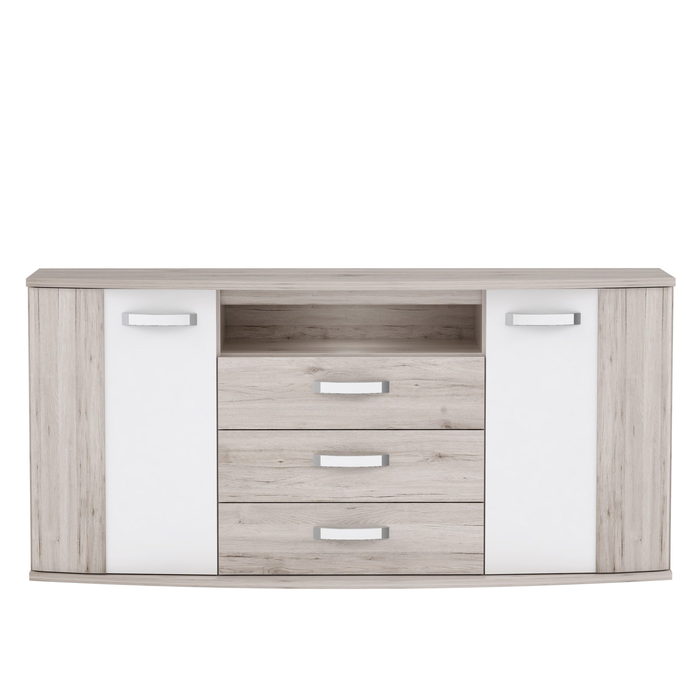 freiraum Hochkommode Rondino, in beige,braun,weiß - 169,6x81,5x47,5cm (BxHxT)