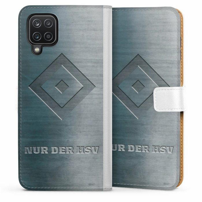 DeinDesign Handyhülle HSV Hamburger SV Metallic Look Nur der HSV Metalllook Samsung Galaxy A12 Hülle Handy Flip Case Wallet Cover