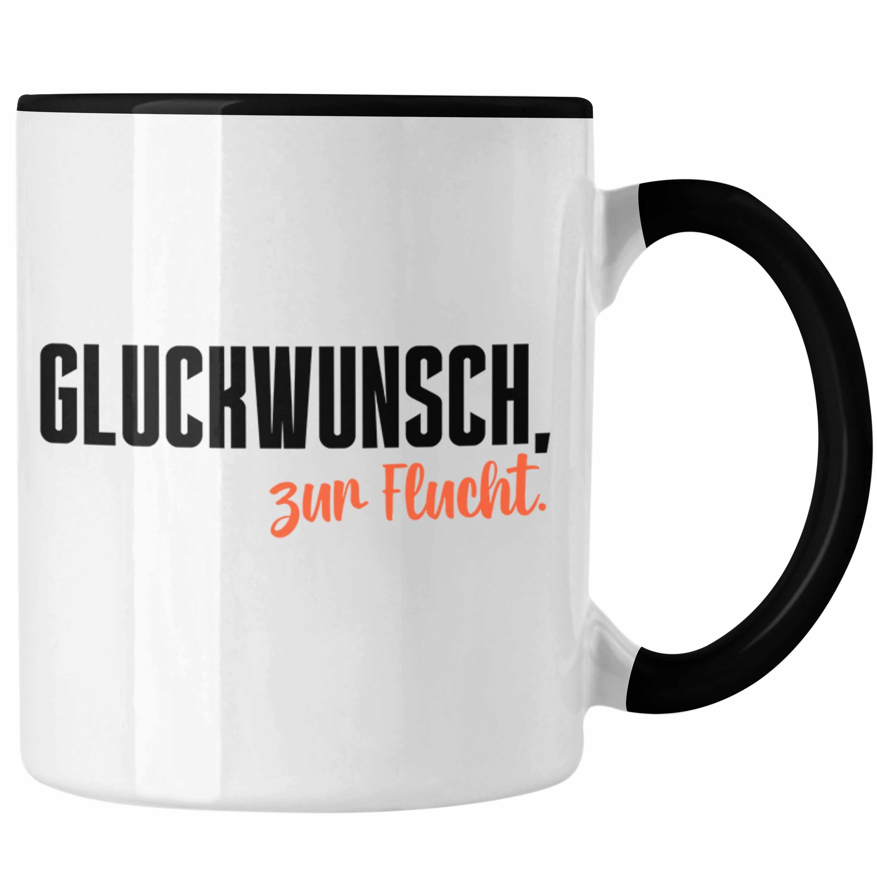 Trendation Tasse Trendation - Jobwechsel Tasse Geschenk Kollegin Kollege Lustig Abschiedsgeschenk Sprüche Glückwunsch Zur Flucht Abschied Tassen Schwarz