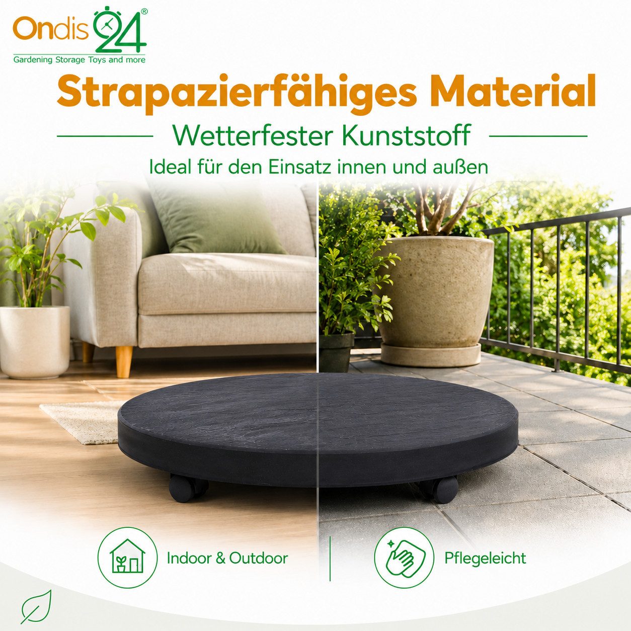 ONDIS24 Möbelrolle Ondis24 Pflanzenroller bis 150 kg Pierre 40