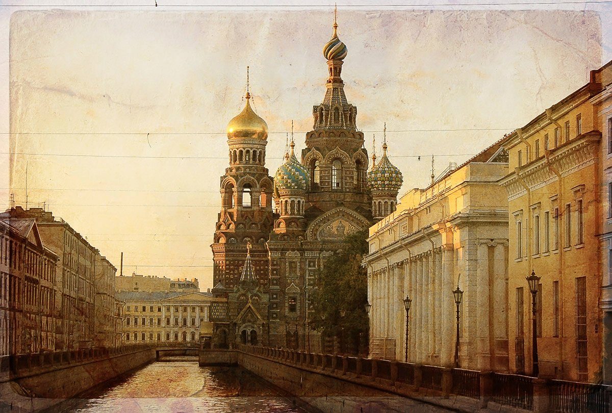 Papermoon Fototapete ST PETERSBURG-RUSSLAND ALTSTADT VINTAGE WANDTAPETE DEKO