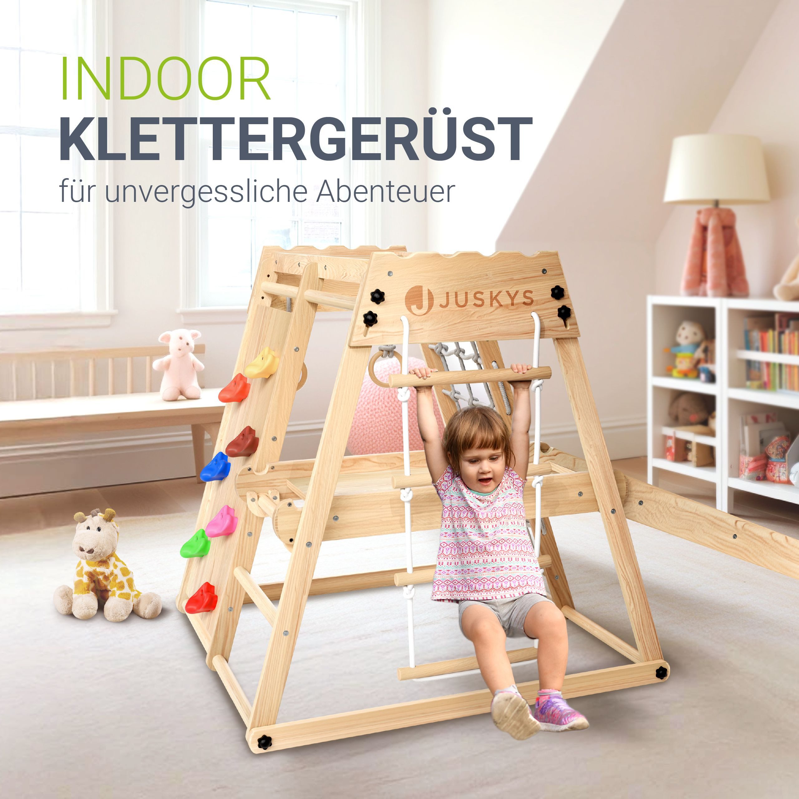 Juskys Klettergerüst Mini, für Kinder, Holz, Indoor Spielplatz klappbar, Ru günstig online kaufen