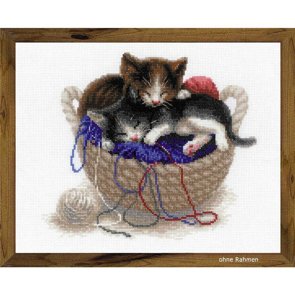 Riolis Kreativset Riolis Kreuzstich-Set "Kätzchen in einem Korb", (embroidery kit by Marussia)