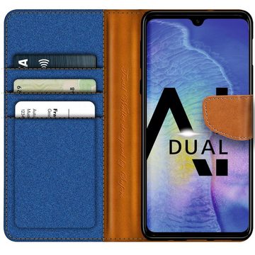 CoolGadget Handyhülle Denim Schutzhülle Flip Case für Huawei Mate 20 6,5 Zoll, Book Cover Handy Tasche Hülle für Mate 20 Klapphülle