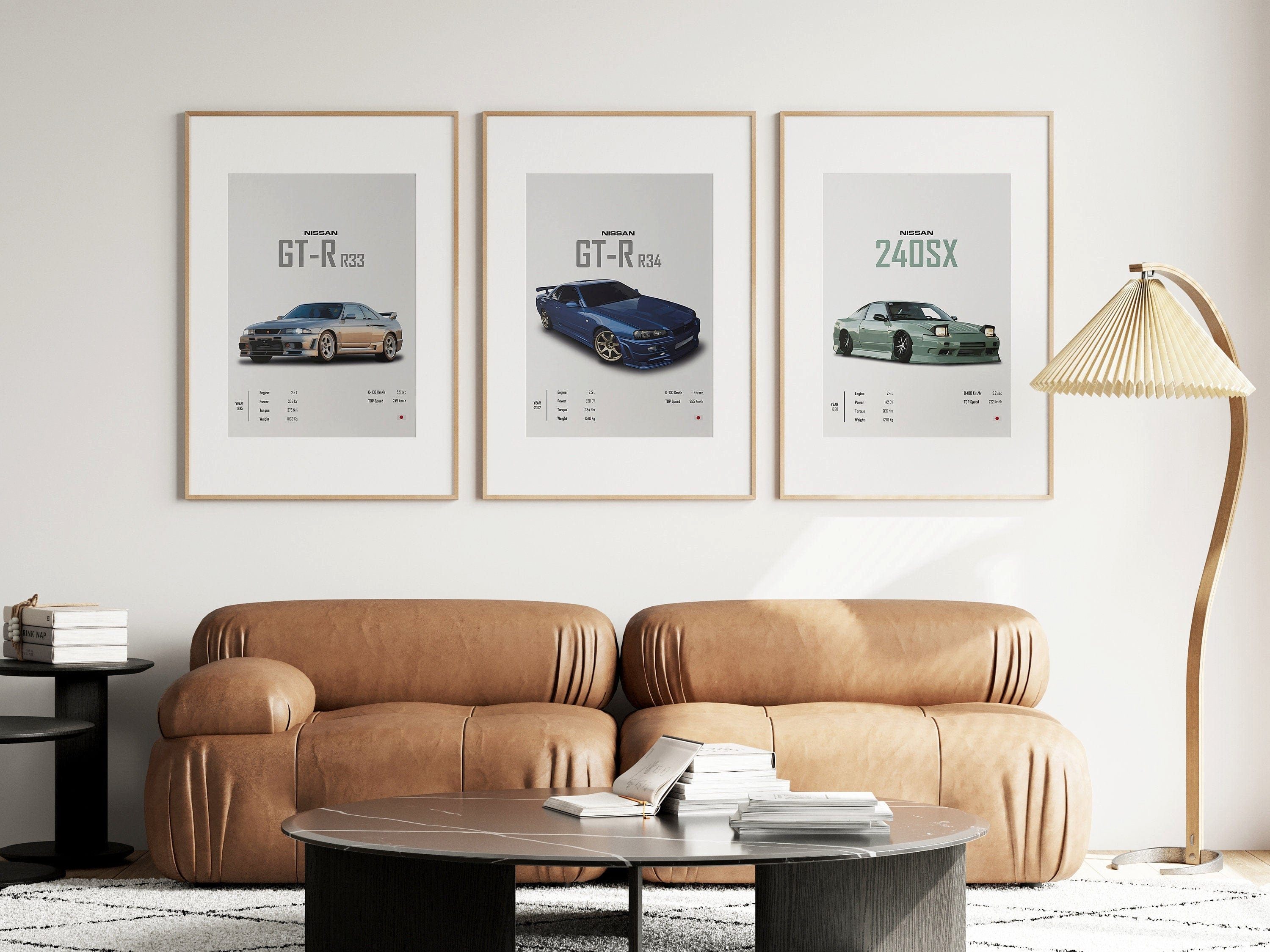 JUSTGOODMOOD Poster Sportwagen NSSAN GTR SX Klassiker Legenden Geschenk für ihn Wohnzimmme, NISSAN GT-R R33 (1 St)