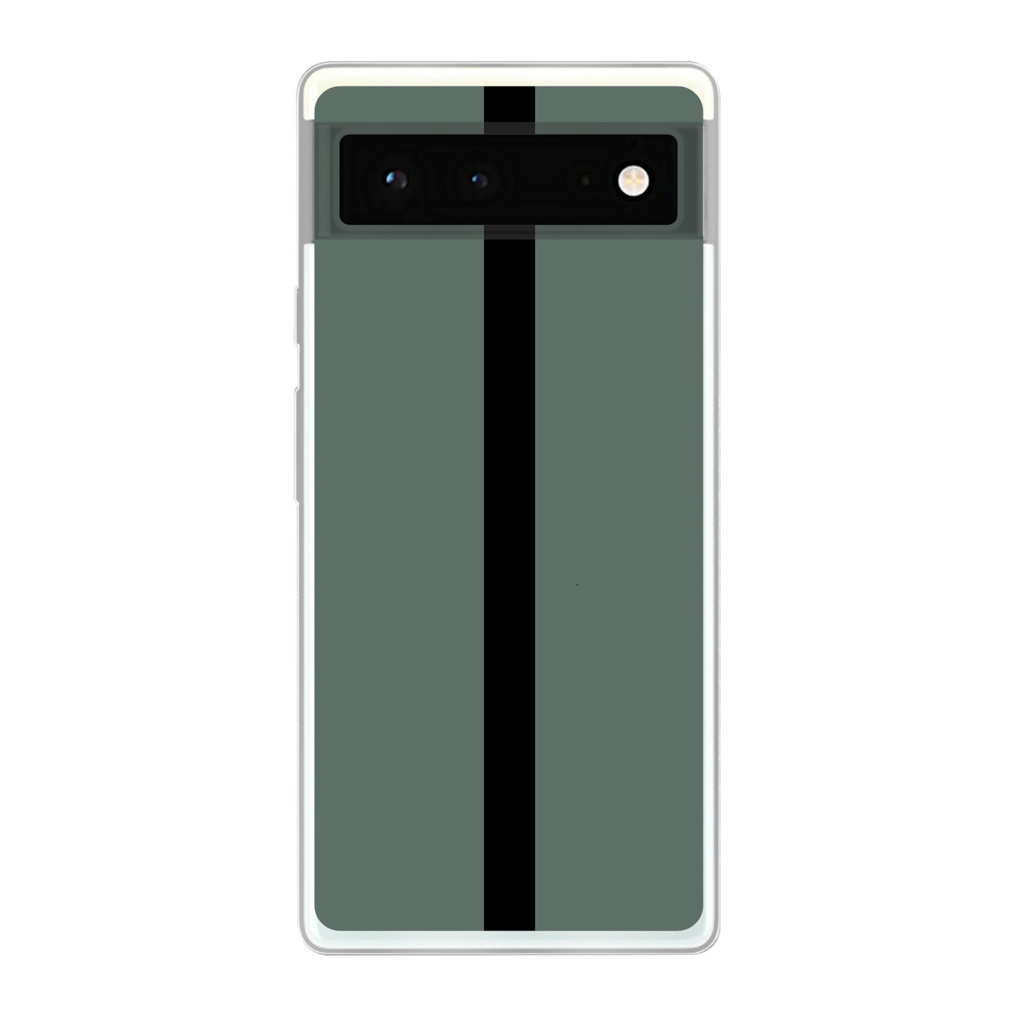 MuchoWow Handyhülle für Google Pixel 6 Grün - Schwarz - Gestreift - Minimalistisch, Handy Case, Silikon, Bumper Case Dünn