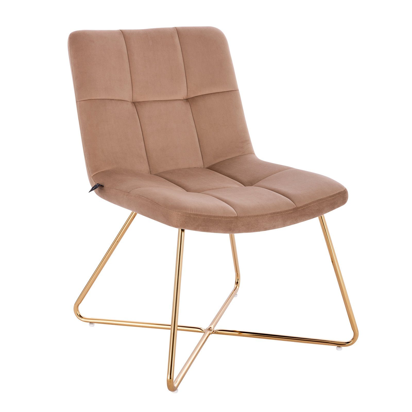 Samt, Cocktailsessel, Loungesessel LYNN SVITA (1-St., Beige Beige | Beine, Beige Armlehnen, Goldene | ohne Beige Clubsessel),