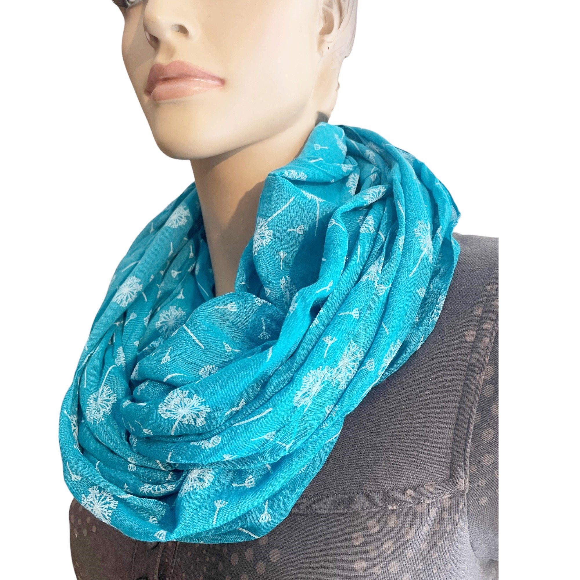 petrol SS-731 & Damen Schal Schals Loop mit Pusteblumen Taschen4life print, Muster, Trend Farbwahl, Tücher Sommer