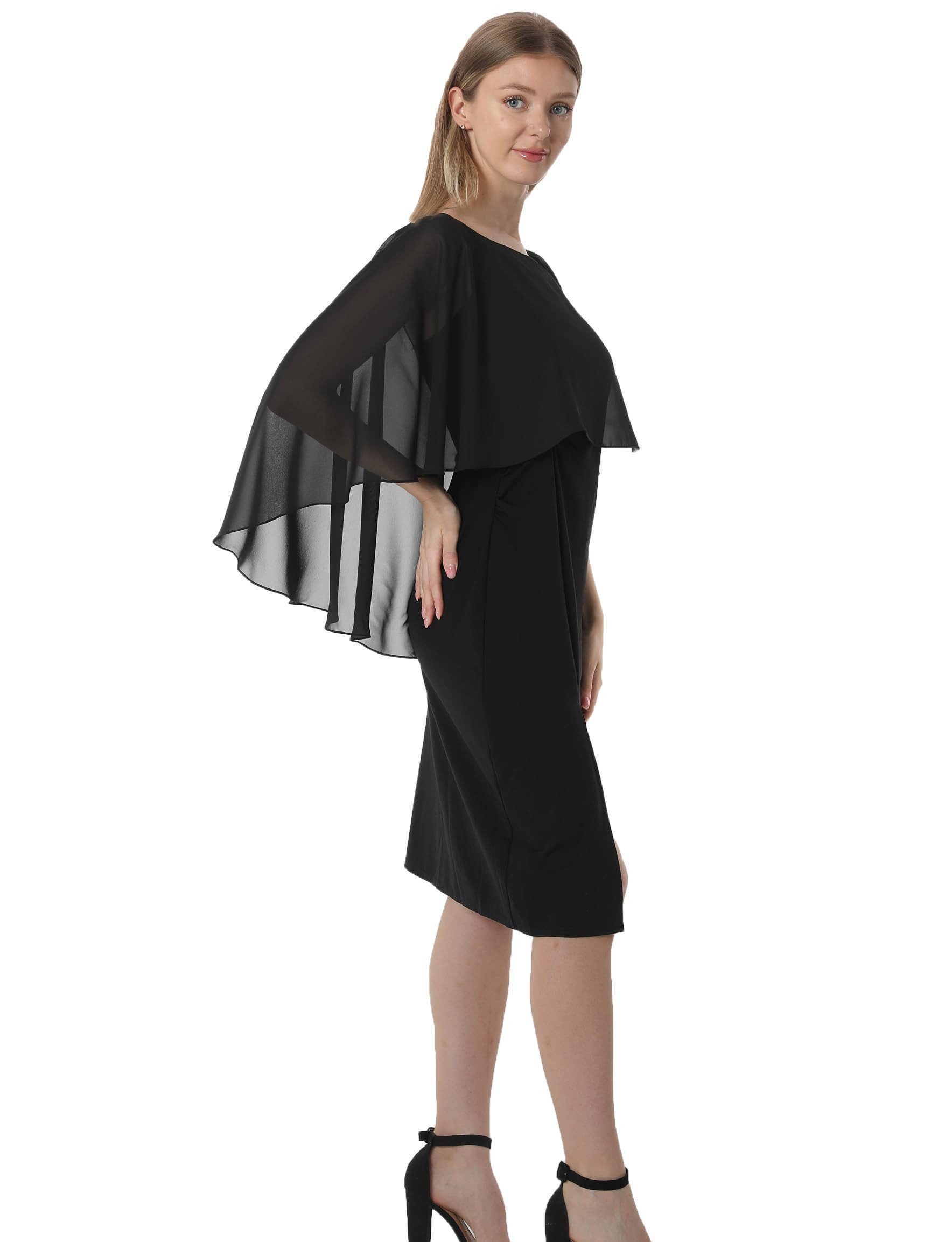 nsihing Bolero Damen Chiffon Cape Schals für Hochzeitskleider Elegantes Bankett Capelets für Hochzeit Braut Abendkleid Brautkleid Sommer – Bild 4 von 5