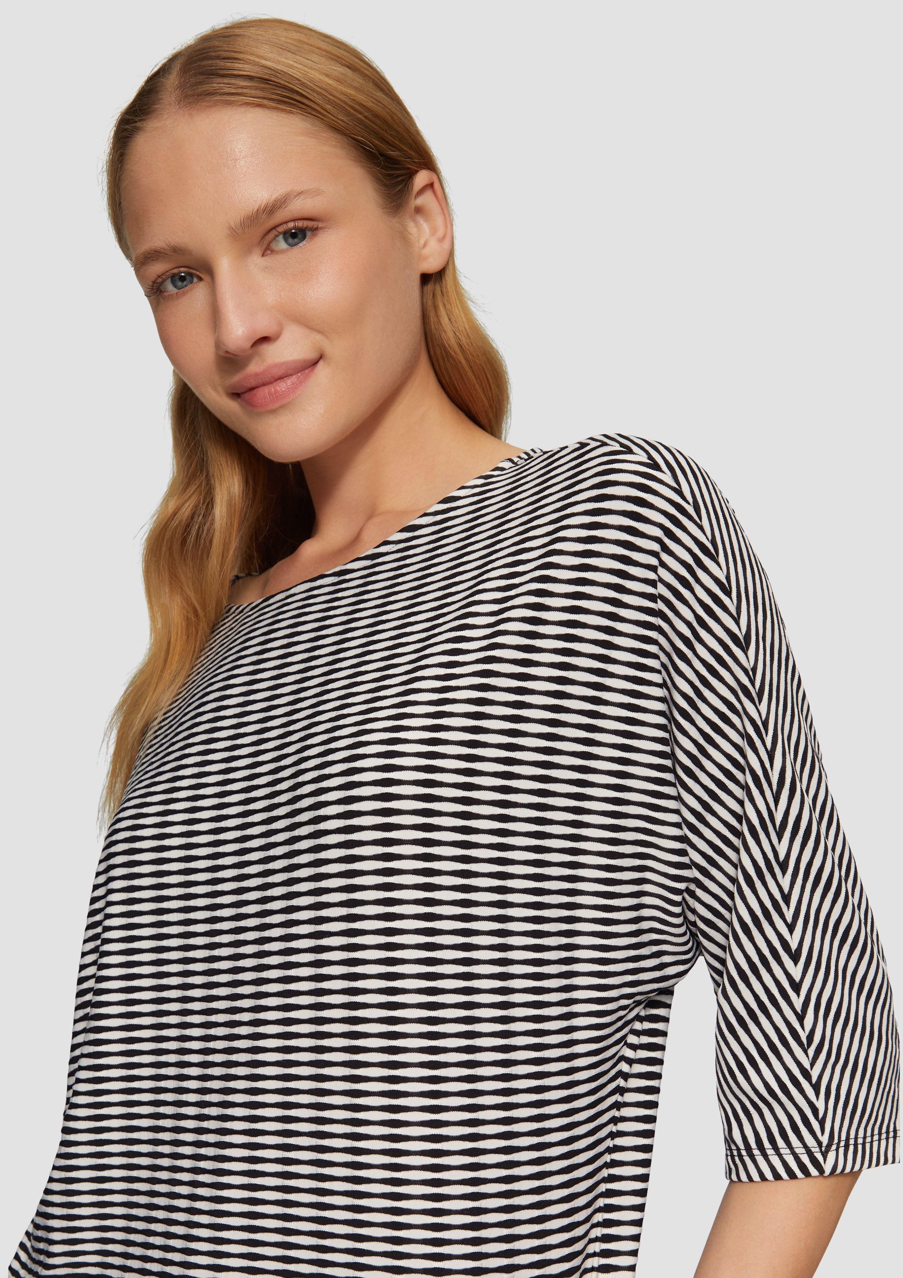s.Oliver 3/4-Arm-Shirt Strukturiertes Shirt mit Fledermausärmeln günstig online kaufen