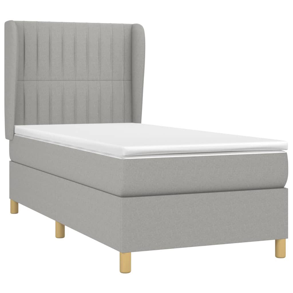 Bett Boxspringbett mit Matratze Hellgrau 90x200 cm Stoff