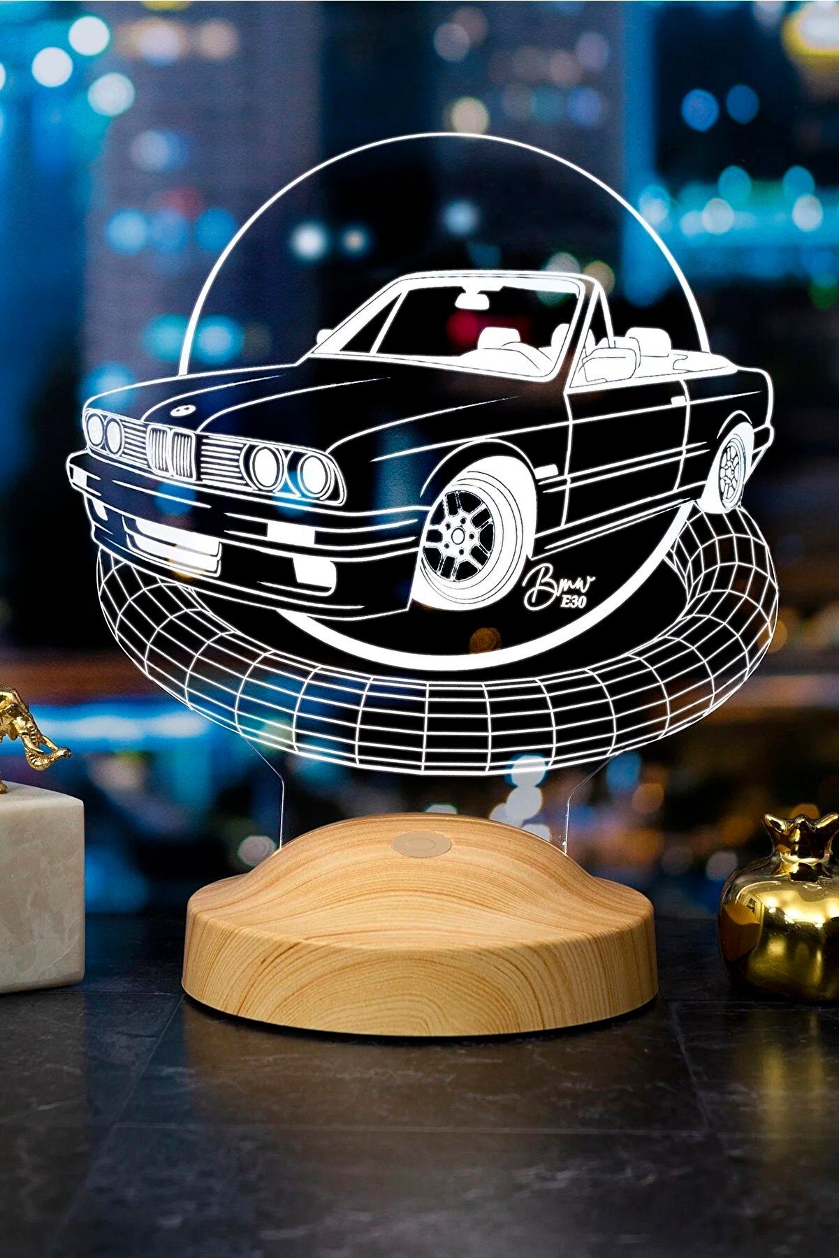 Geschenkelampe LED Nachttischlampe Klassische Automobile Nachttischlampe 3D Licht mit Gravur für AutoFans, Leuchte 7 Farben fest integriert, Jungen, Geschenk für Männer