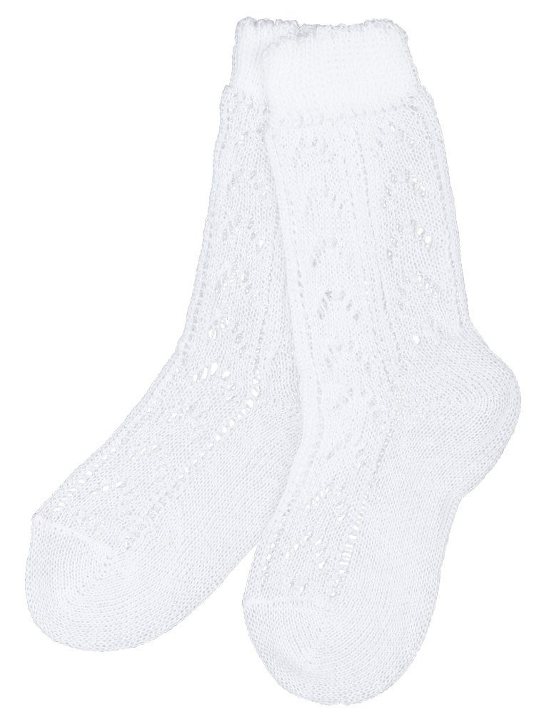 Isar-Trachten Socken Kurze Kinder Strümpfe Ajourmuster 11041, Weiß