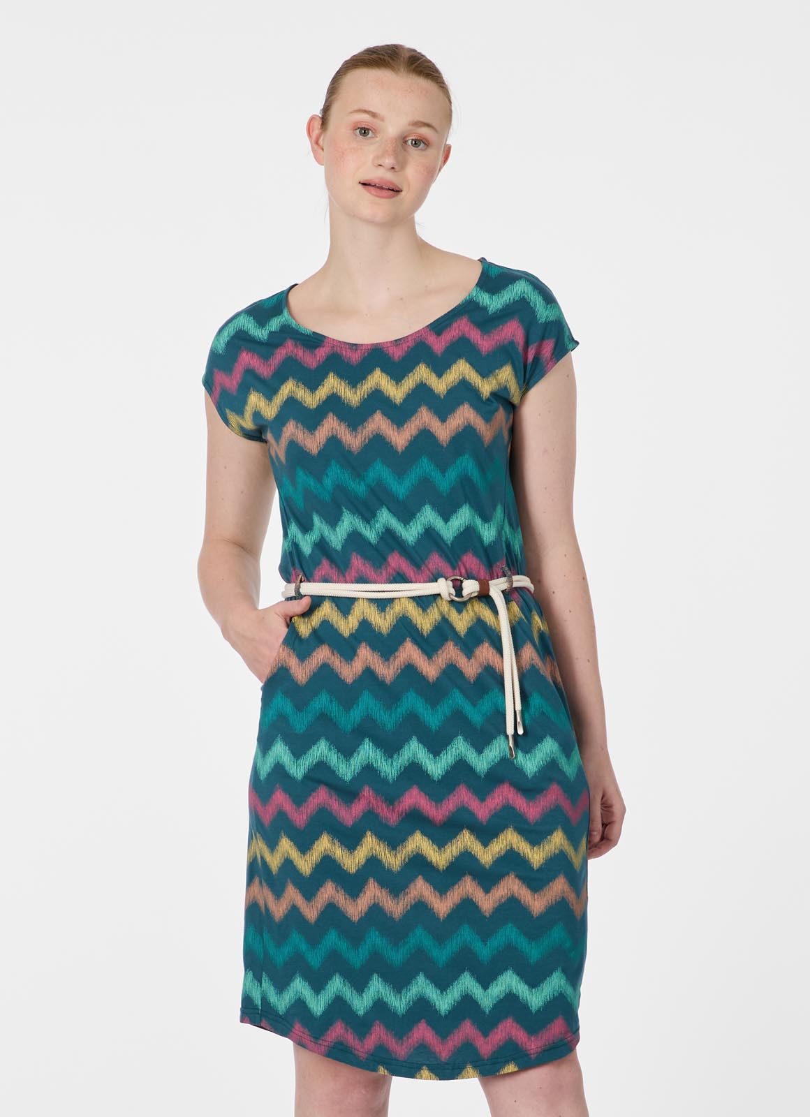 Ragwear Sommerkleid LILITHE PRINT (2-tlg) Baumwoll-Modal-Mix mit Eingrifftaschen und Gürtel