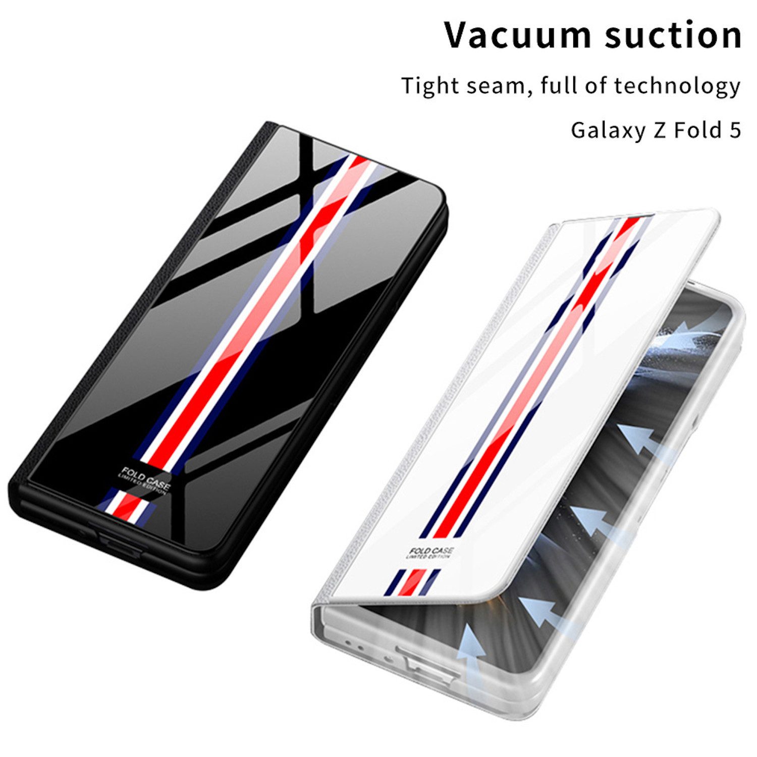Wigento Handyhülle Für Samsung Galaxy Z Fold5 5G Schutzhülle Kunstleder + Kartenhalter