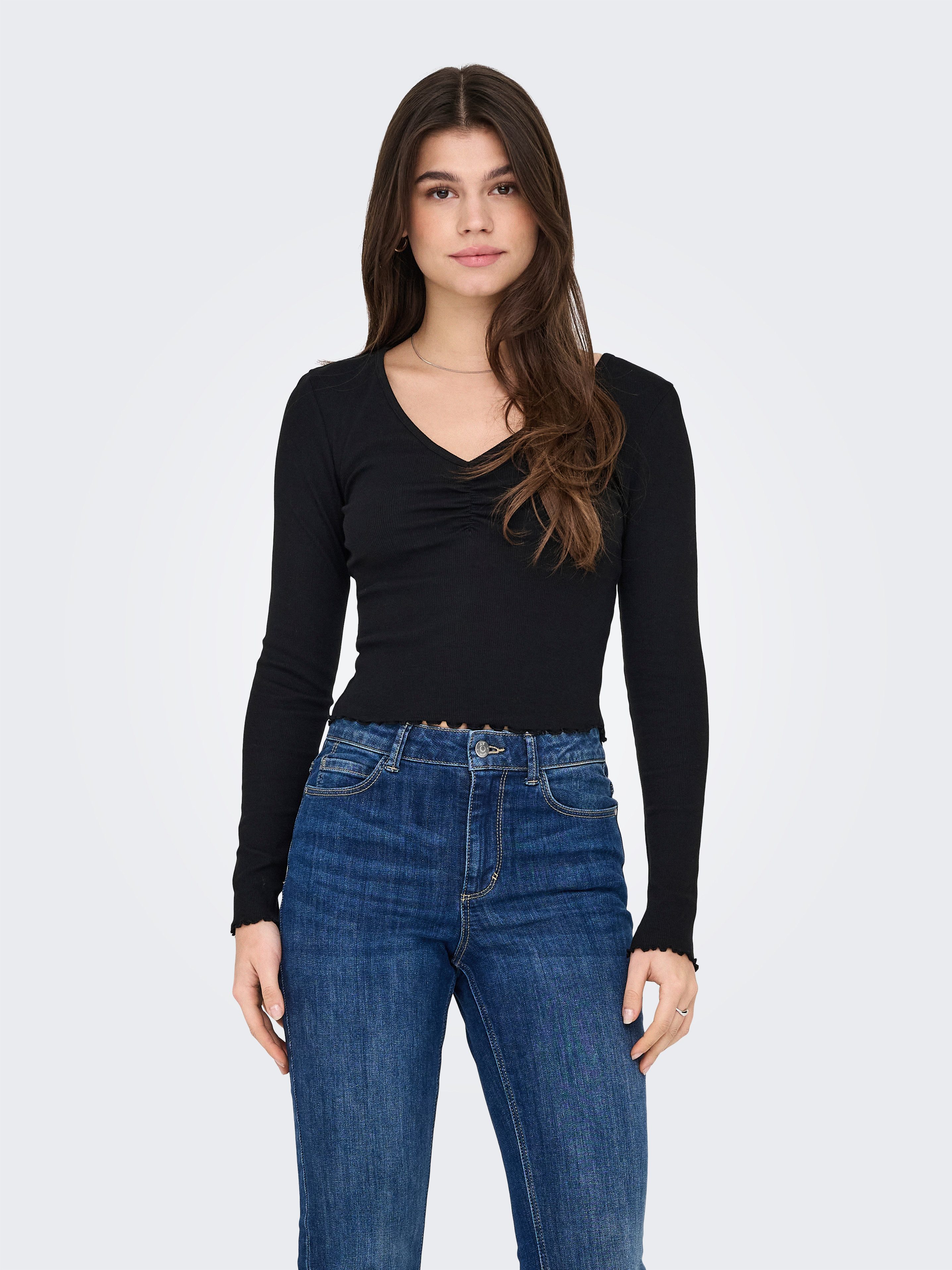 ONLY Langarmshirt ONLBETTY L/S V-NECK TOP günstig online kaufen