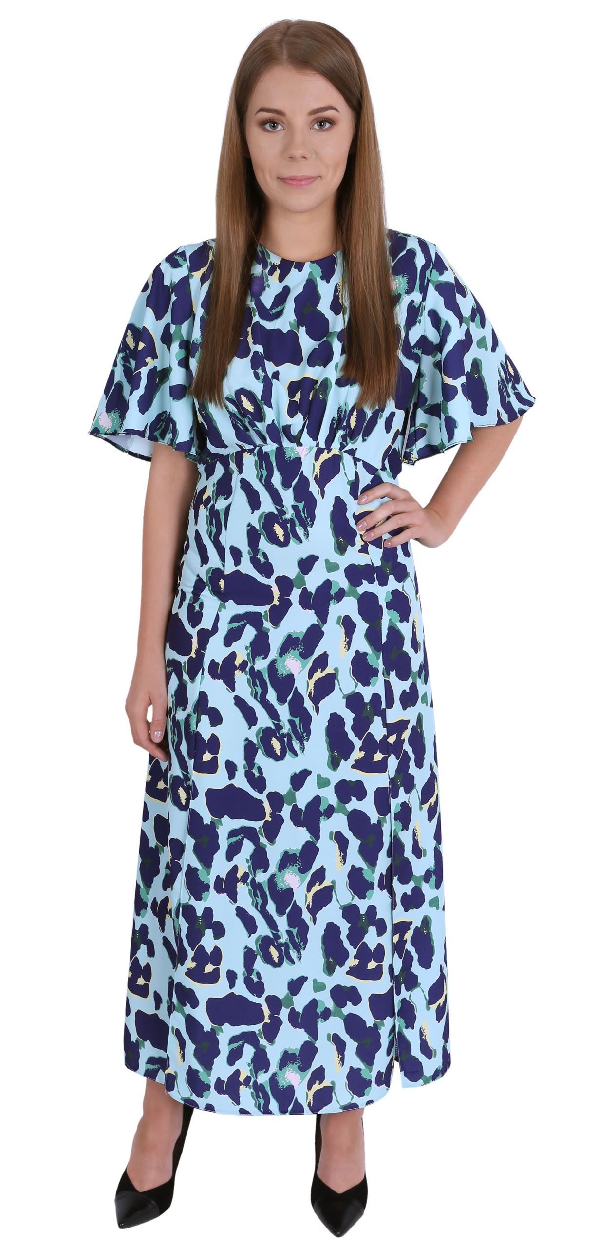 Maxikleid Pfefferminzfarben-dunkelblaues Kleid Maxikleid John Zack XL