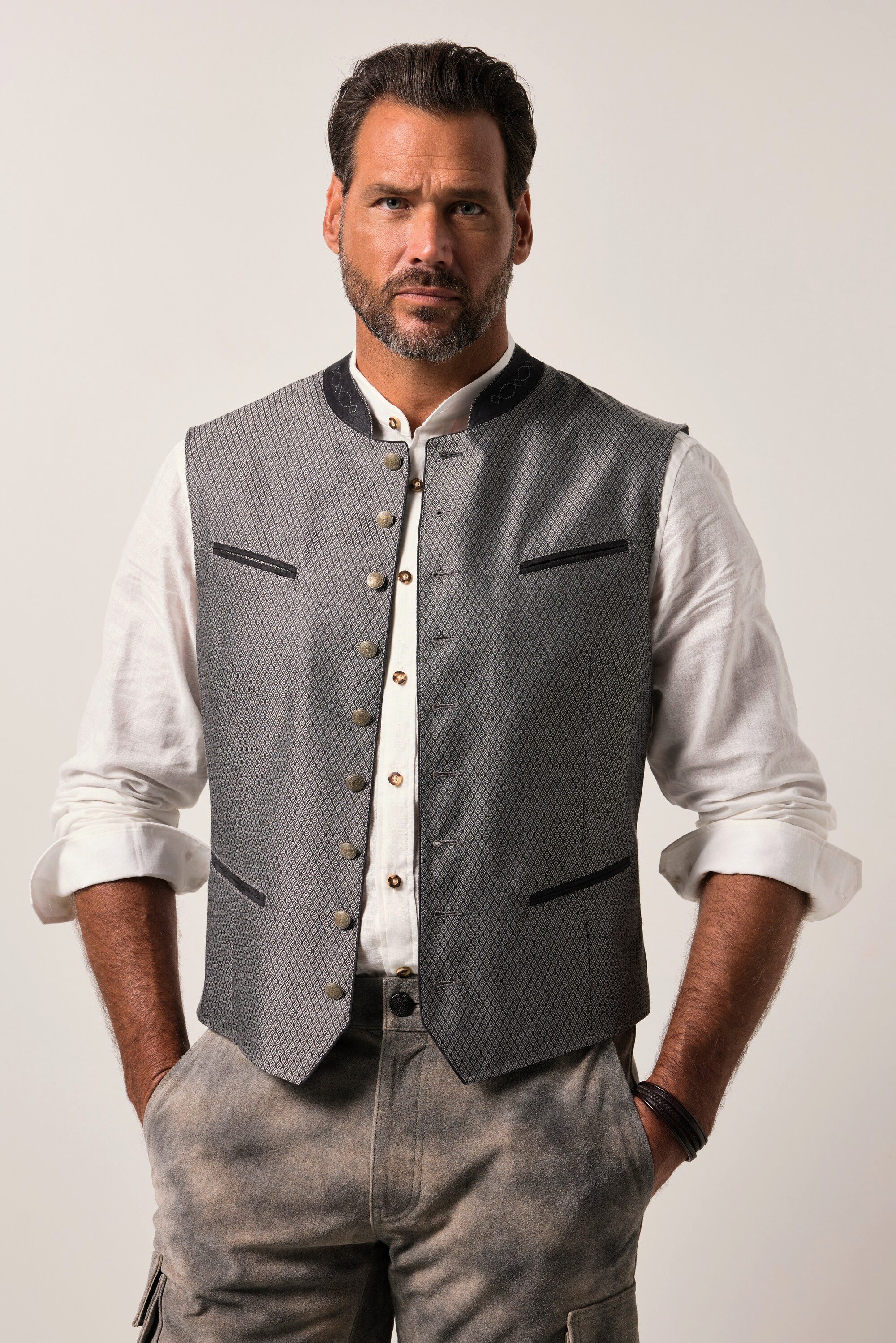 Steppweste JP1880 Weste Tracht Stehkragen Stickerei bis 72