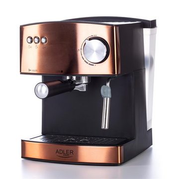 Adler Espressomaschine AD 4404cr, 850 Watt, 1,6-Liter-Wassertank, Edelstahl, 15 bar