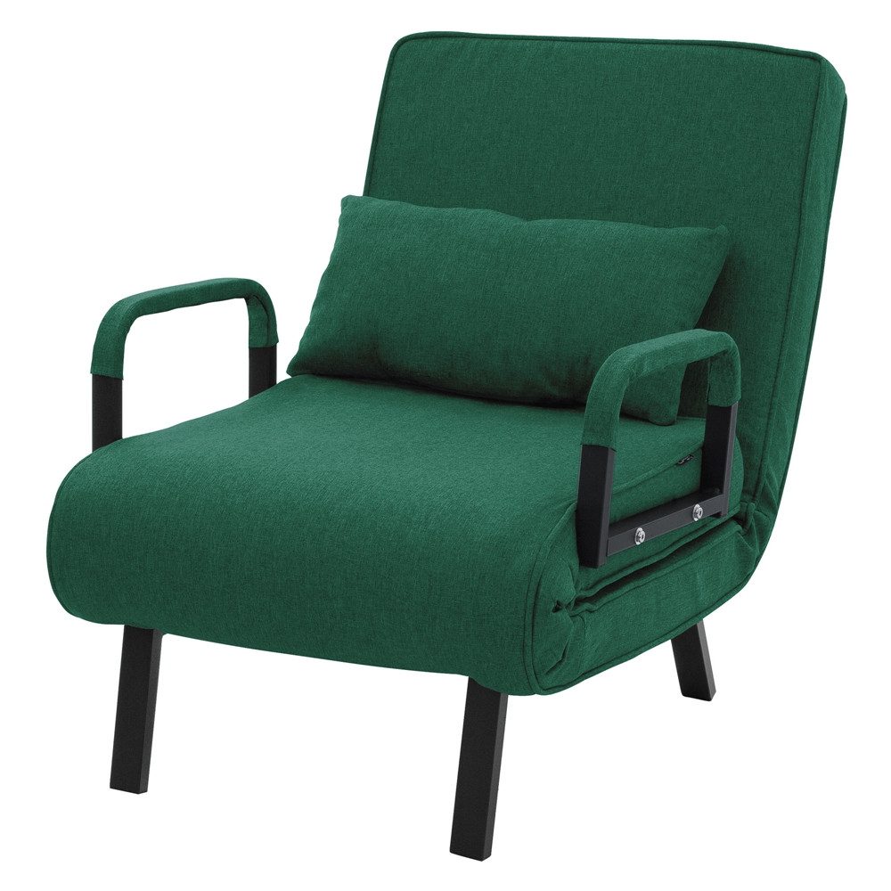 ML-DESIGN Relaxsessel Schlafsessel mit Bettfunktion 3in1 Sessel mit Schlaffunktion klappbar, Bettsessel Klappsessel Faltbares Schlafsofa Stahl/Chenille Dunkelgrün