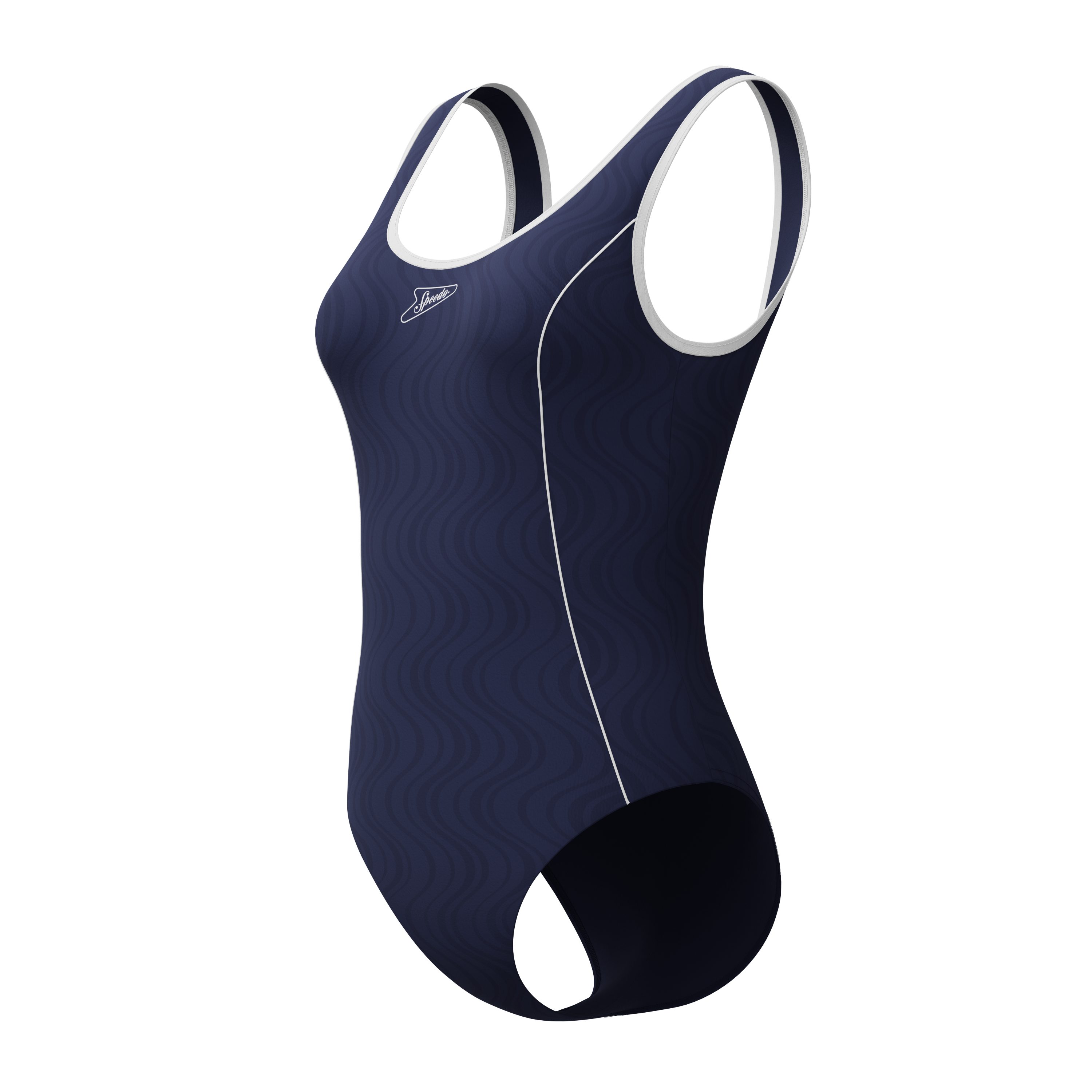 Speedo Badeanzug TEXTURE BOUND SCOOP 1PC NVY/WHT