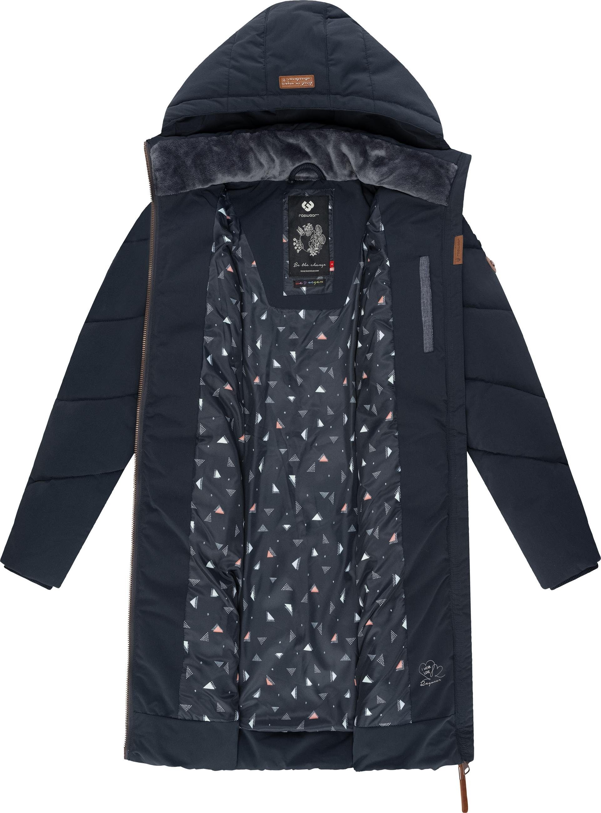 Wintermantel mit abnehmbarer stylischer Rebelka Ragwear Winterparka marine Kapuze