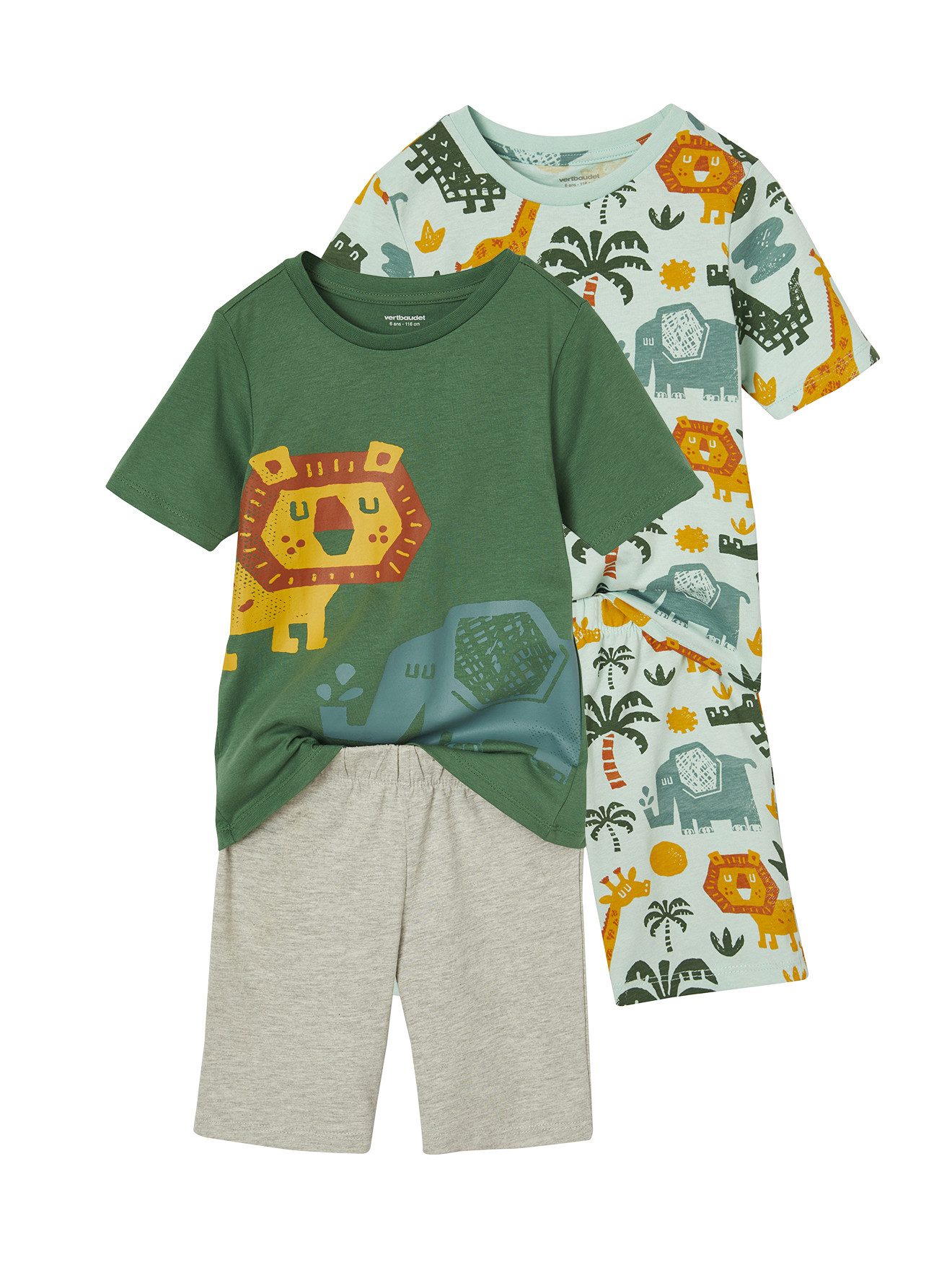 Schlafanzug 2er-Pack Jungen Sommer-Schlafanzüge, Savannentiere