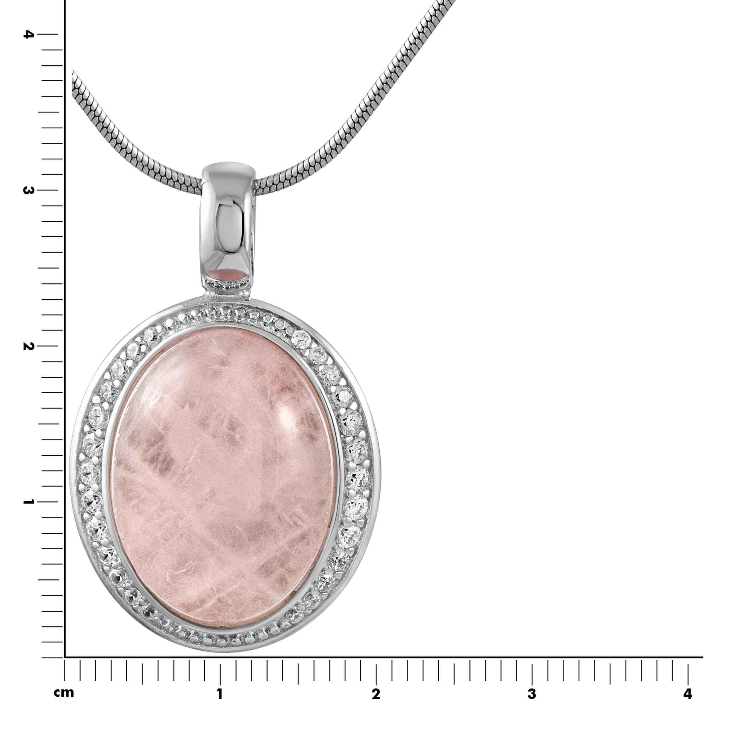 Zeeme Kette mit Anhänger Silber 925 rhodiniert 42+5cm Rosenquarz Zirkonia günstig online kaufen