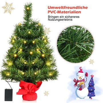 COSTWAY Künstlicher Weihnachtsbaum, mit 71 Spitzen PVC Nadeln, 35 LEDs, 60cm