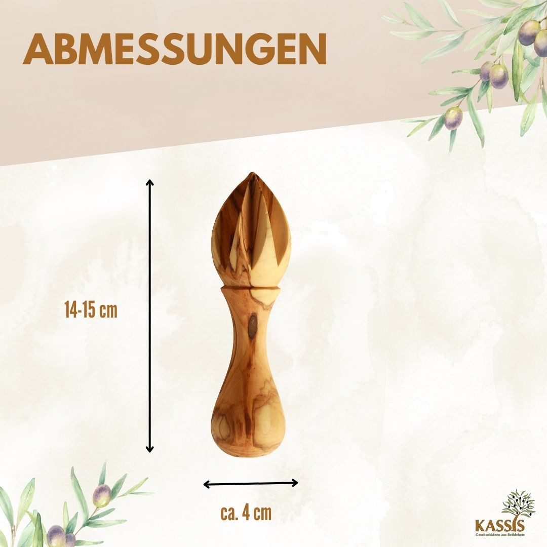 Kassis Geschenkartikel Zitruspresse aus Olivenholz, handgemacht, ergonomische Zitronenpresse für Saft, Hergestellt in Bethlehem, Geschenk zu Muttertag, Geburtstag
