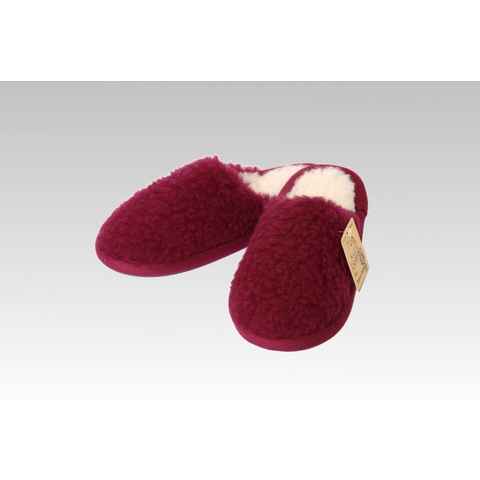Licardo Hausschuhe Pantoffel Wolle farbig bordeaux Hausschuh (1 Paar) für warme Füße, kuschelig