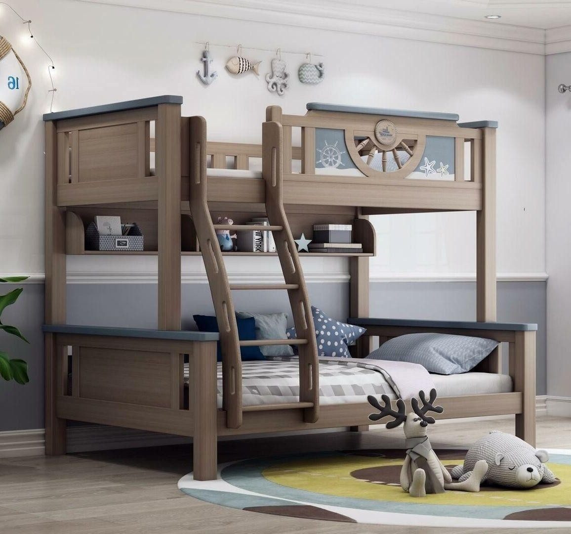 Xlmoebel Etagenbett Hochbett aus Holz mit modernem Design für Kinderzimmer (Hochbett mit Leiter, 1-St., Etagenbett), Hergestellt in Europa