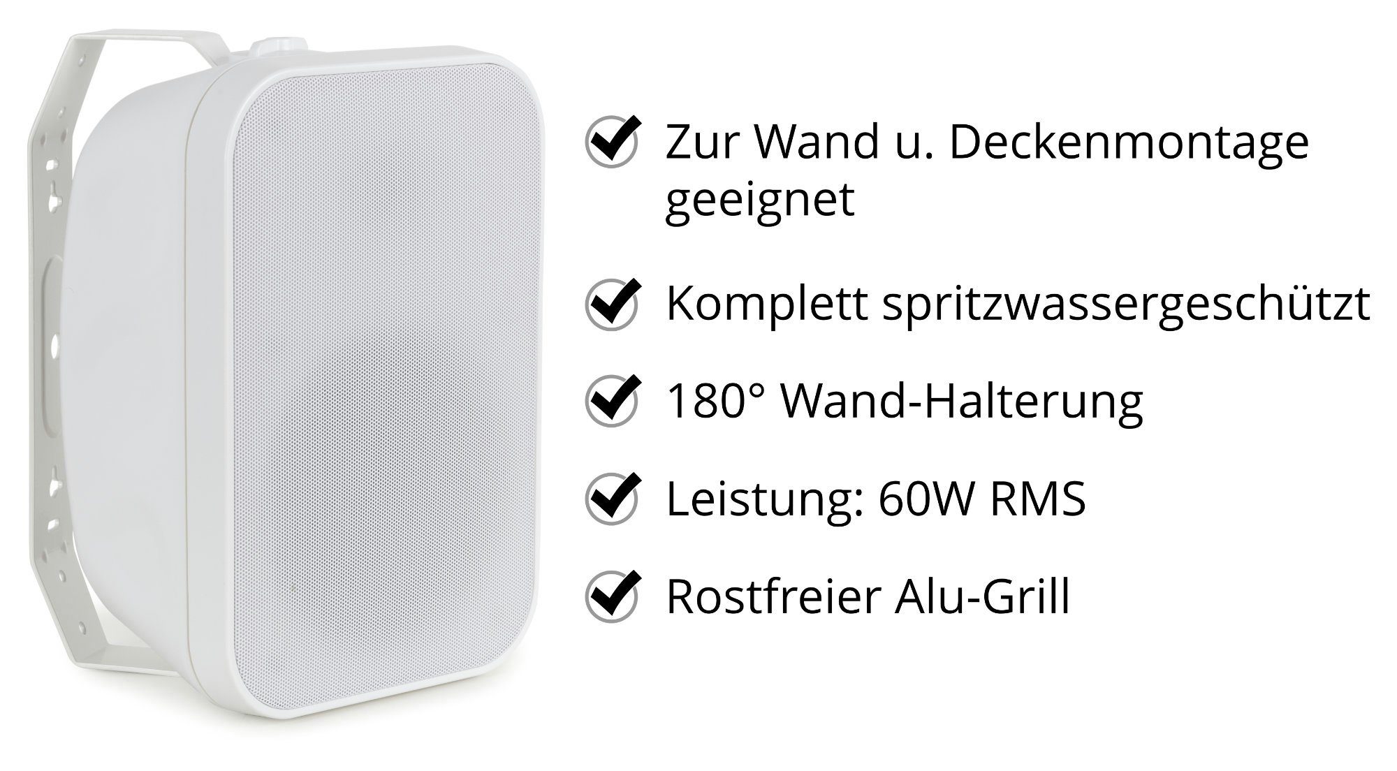 McGrey OLS-651 DJ PA Zwei-Wege-System Outdoor-Lautsprecher Außenlautsprecher (N/A, 60 W, Allwetter-Lautsprecher für Garten, Terrasse, Restaurant)