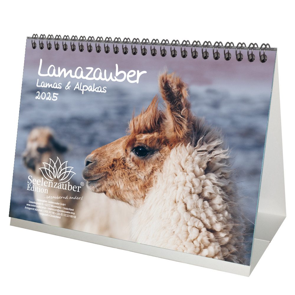 Seelenzauber Tischkalender Lamazauber DIN A5 Kalender für 2025 Lama Alpaka