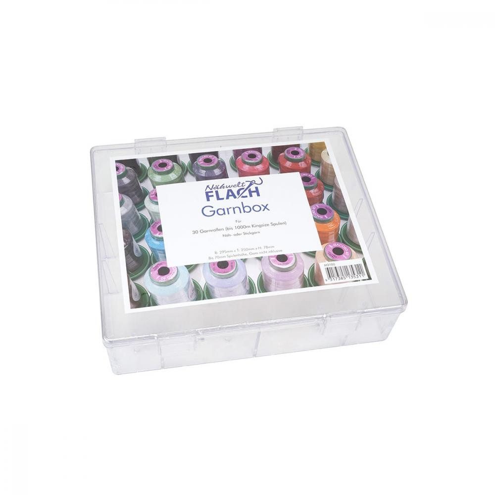 Nähwelt Flach Aufbewahrungsbox - Acryl-Garnbox ungefüllt für 30 Rollen / 1000 m Näh- oder Stickgarn